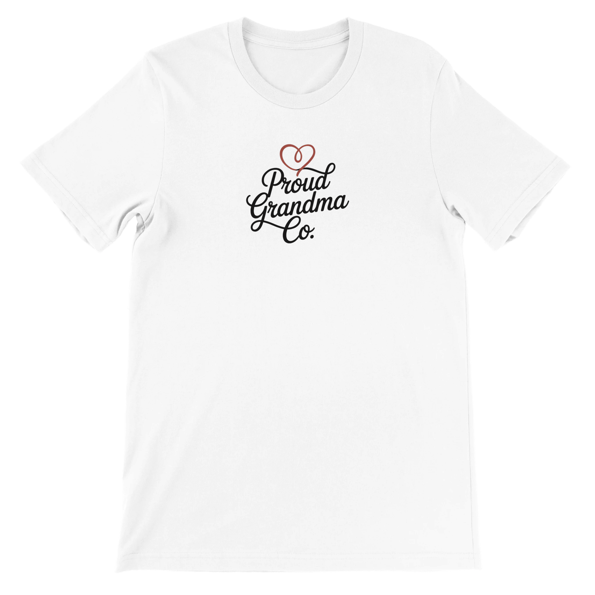 Proud Grandma T-Shirt in soft white with “Proud Grandma” text design printed on the front