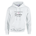 Promoted to Grandma Est. 2026 Hoodie in soft white with “Promoted to Grandma” text, heart icon, and “Est. 2026” design on the front