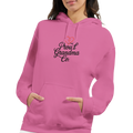 Proud Grandma Hoodie in rose pink with “Proud Grandma” text design printed on the front