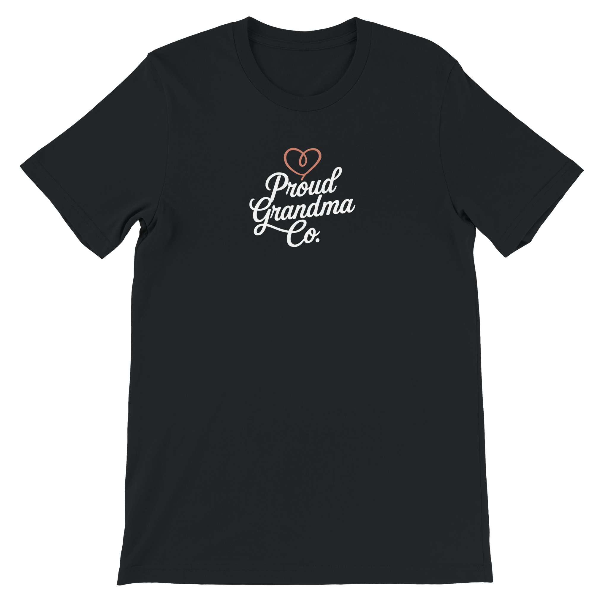 Proud Grandma T-Shirt in classic black with “Proud Grandma” text design printed on the front