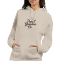 Proud Grandma Hoodie in cozy sand with “Proud Grandma” text design printed on the front