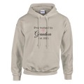 Promoted to Grandma Est. 2026 Hoodie in cozy sand with “Promoted to Grandma” script, heart graphic, and “Est. 2026” text printed on the front