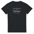 Promoted to Grandma Est. 2026 t-shirt in classic black celebrating becoming a grandma.